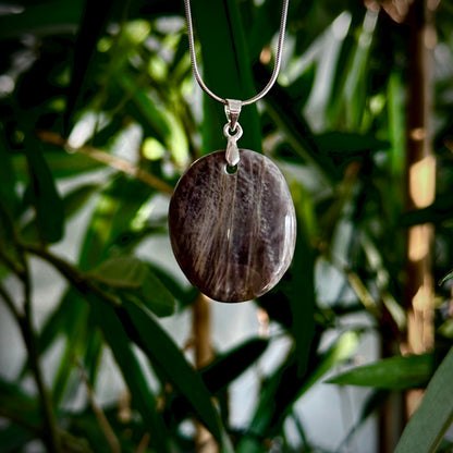 Zwarte maansteen kettinghangers - zilver