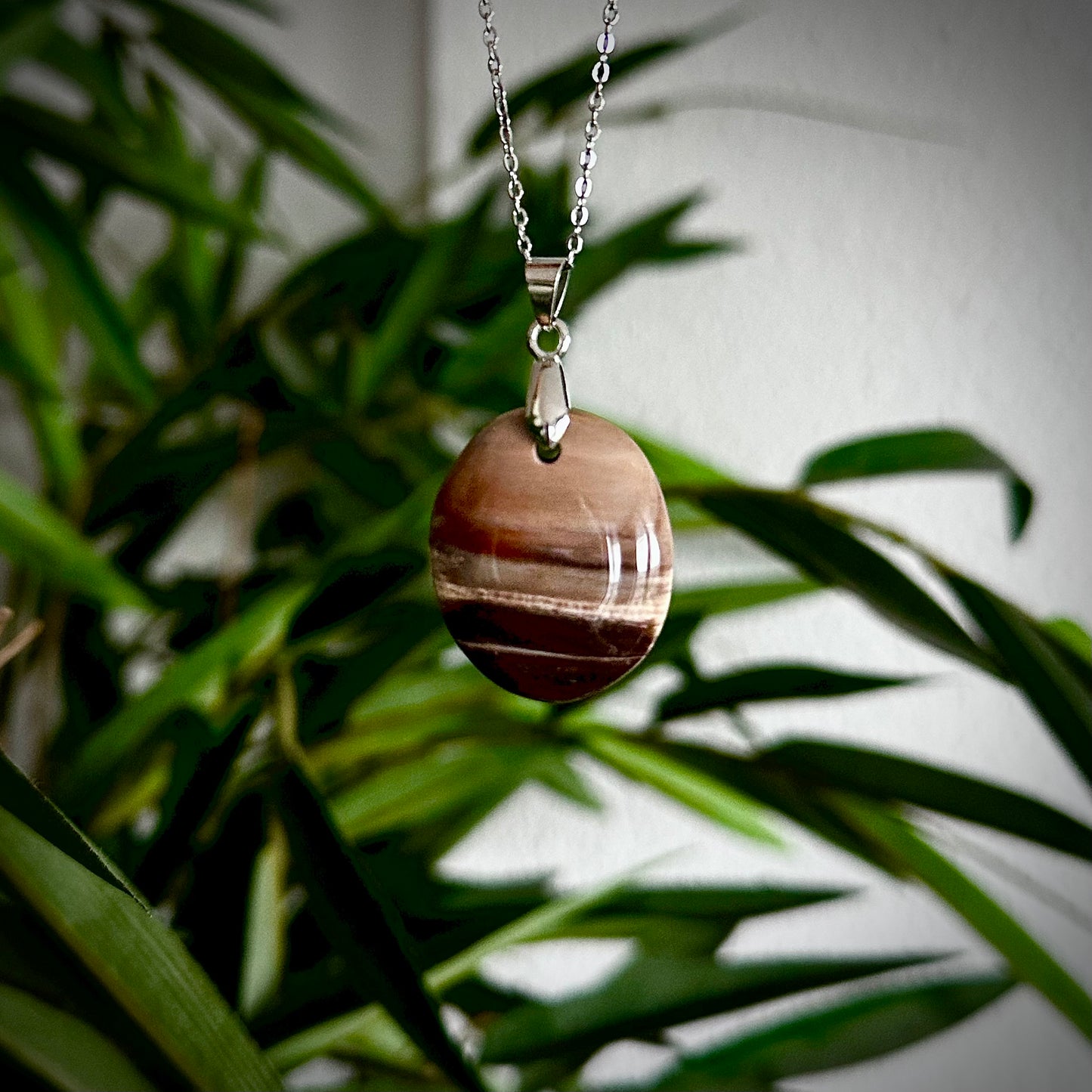 Versteend hout kettinghangers - zilver