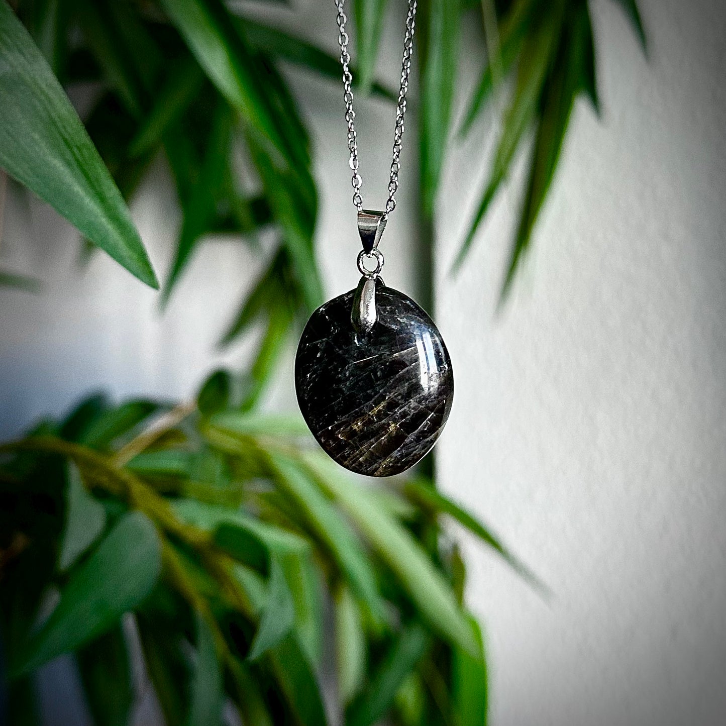 Zwarte maansteen kettinghangers - zilver