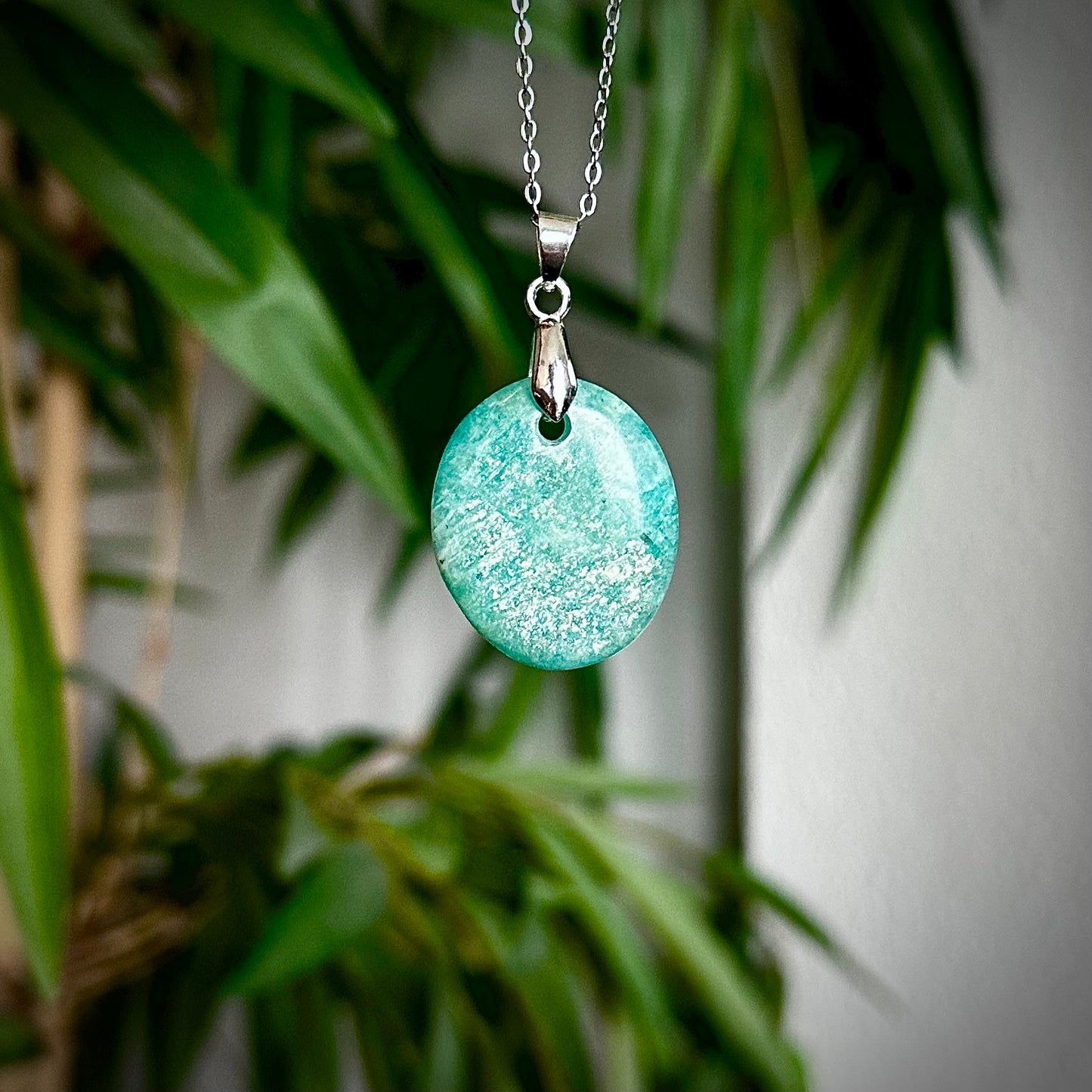 Amazoniet kettinghangers - zilver