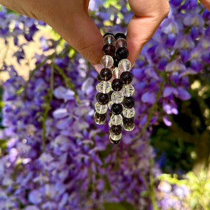 Rookkwarts & bergkristal mix armband