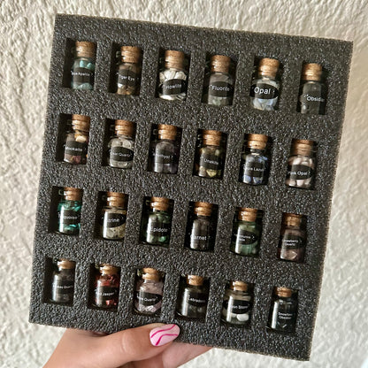 Cadeaudoos met 24 flesjes gevuld met splitsteentjes