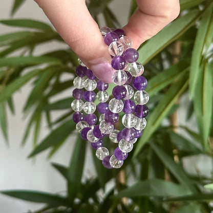 Amethist & bergkristal armband 8mm