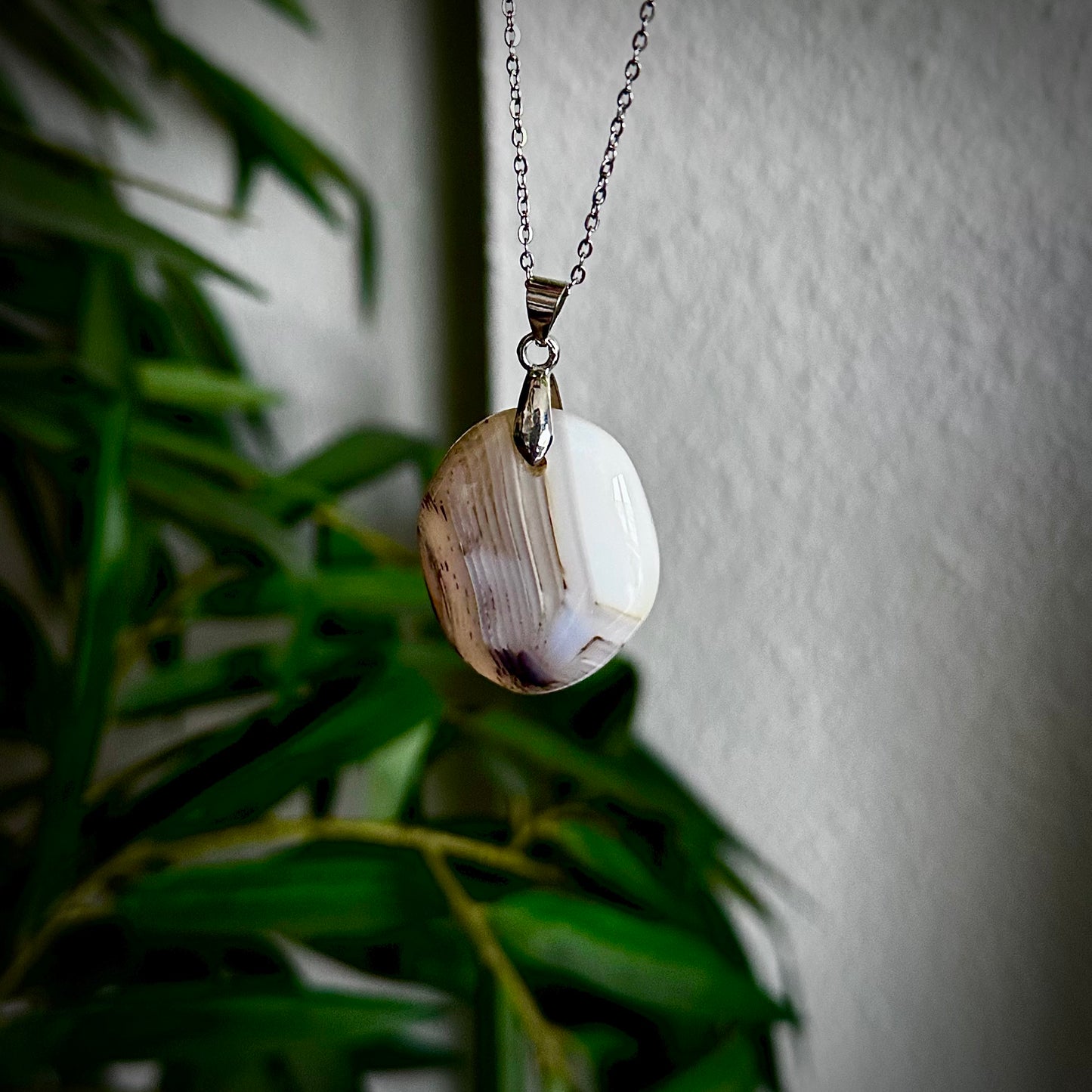 Dendriet agaat kettinghangers - zilver