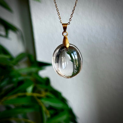 Bergkristal kettinghangers - goud