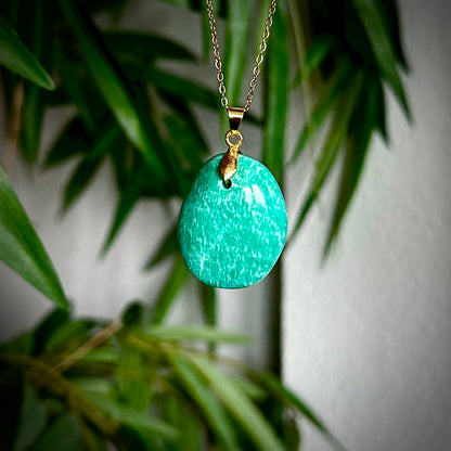 Amazoniet kettinghangers - goud