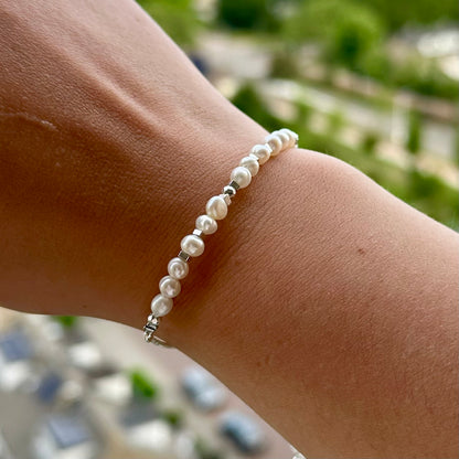 Armband brass/palladium plated met parel