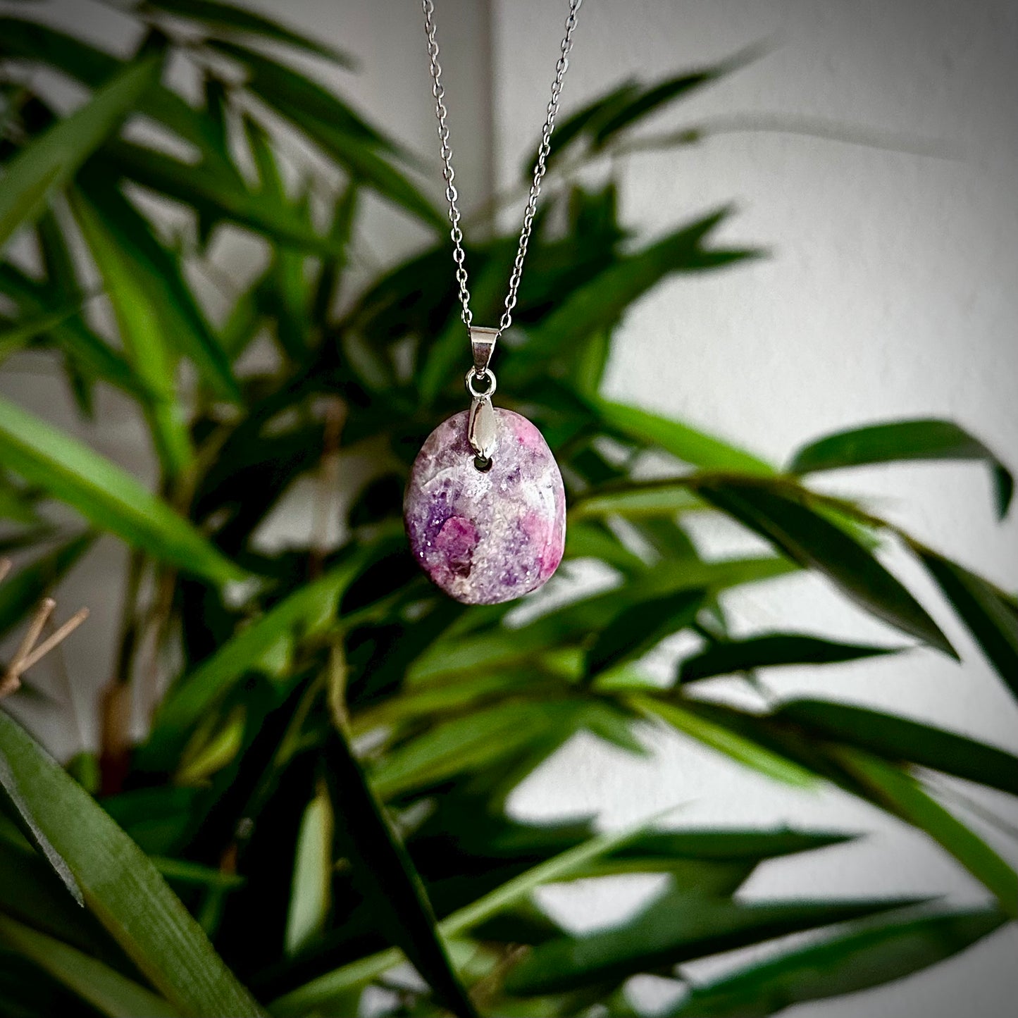 Lepidoliet kettinghangers - zilver