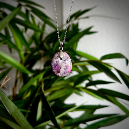 Lepidoliet kettinghangers - zilver