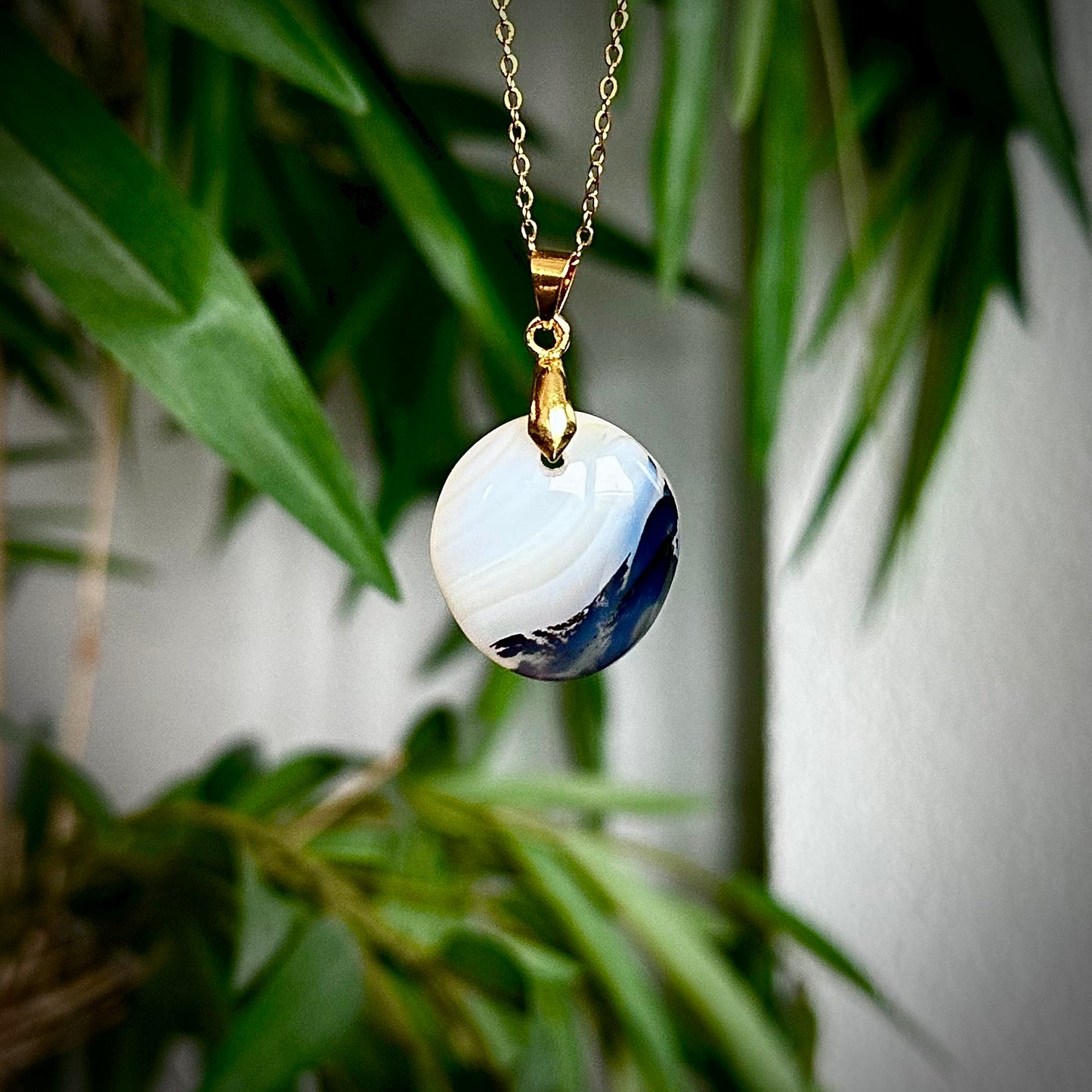 Dendriet agaat kettinghangers - goud