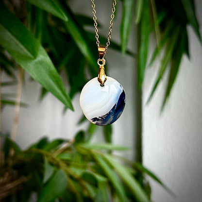 Dendriet agaat kettinghangers - goud