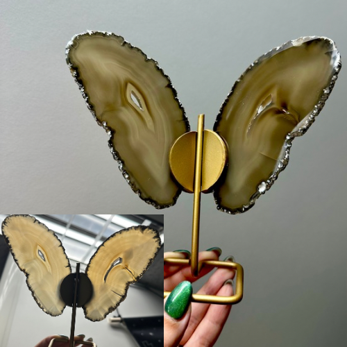 Agaat vlinder op goud standaard