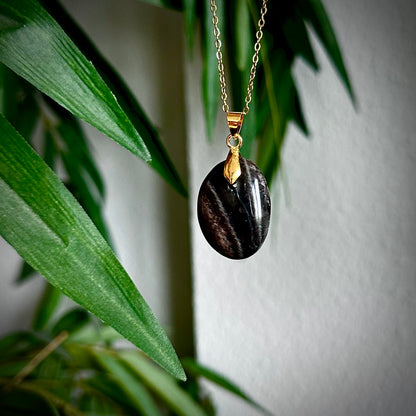 Zwarte maansteen kettinghangers - goud