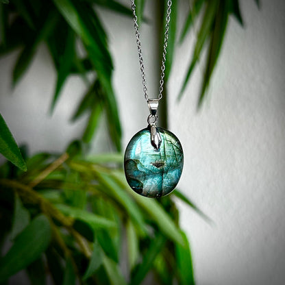 Labradoriet kettinghangers - zilver