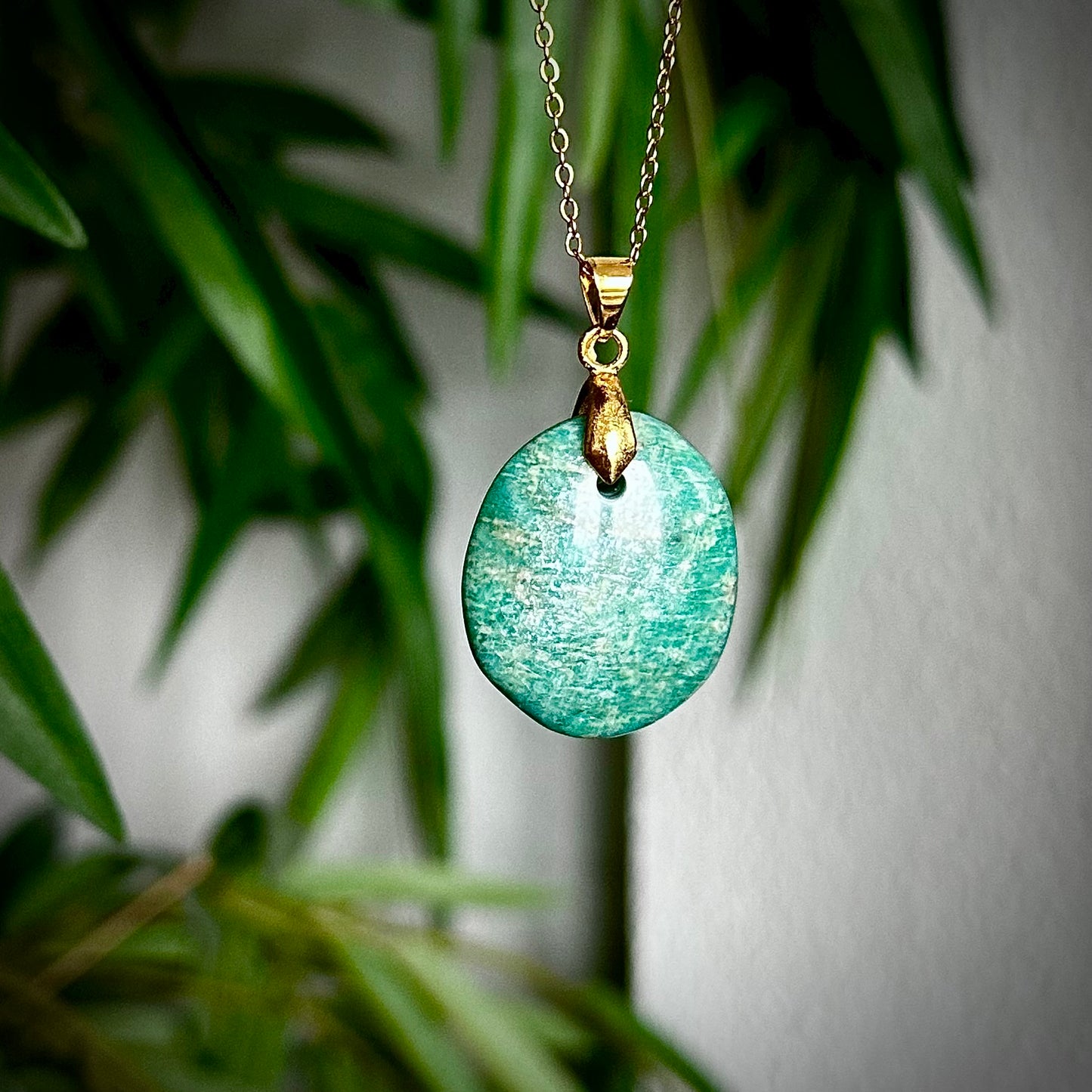 Amazoniet kettinghangers - goud