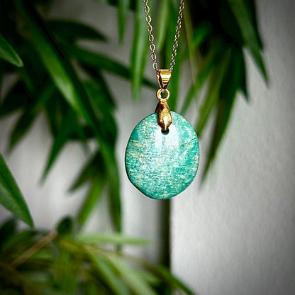 Amazoniet kettinghangers - goud