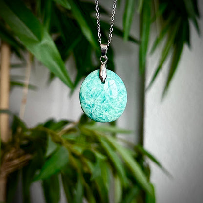 Amazoniet kettinghangers - zilver