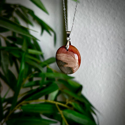 Polychroom jaspis kettinghangers - zilver