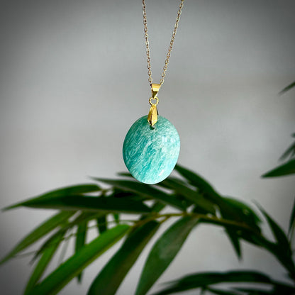 Amazoniet kettinghangers - goud