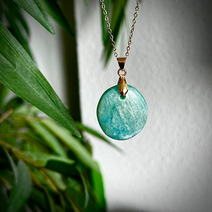 Amazoniet kettinghangers - goud