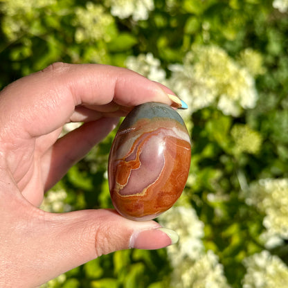 Polychroom jaspis handsteen #170