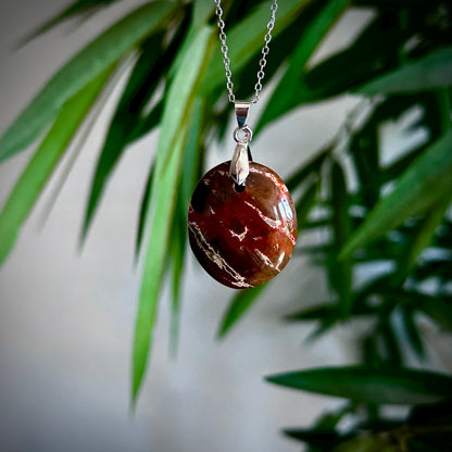 Versteend hout kettinghangers - zilver