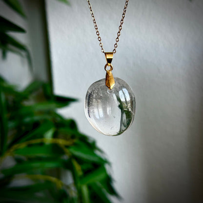 Bergkristal kettinghangers - goud