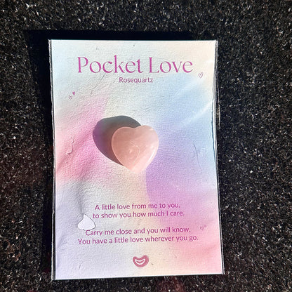 Pocket love - Rozenkwarts hartje in cadeauzakje