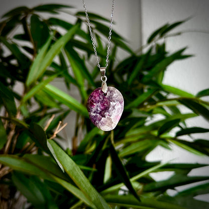 Lepidoliet kettinghangers - zilver