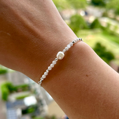 Armband brass/palladium plated met parel