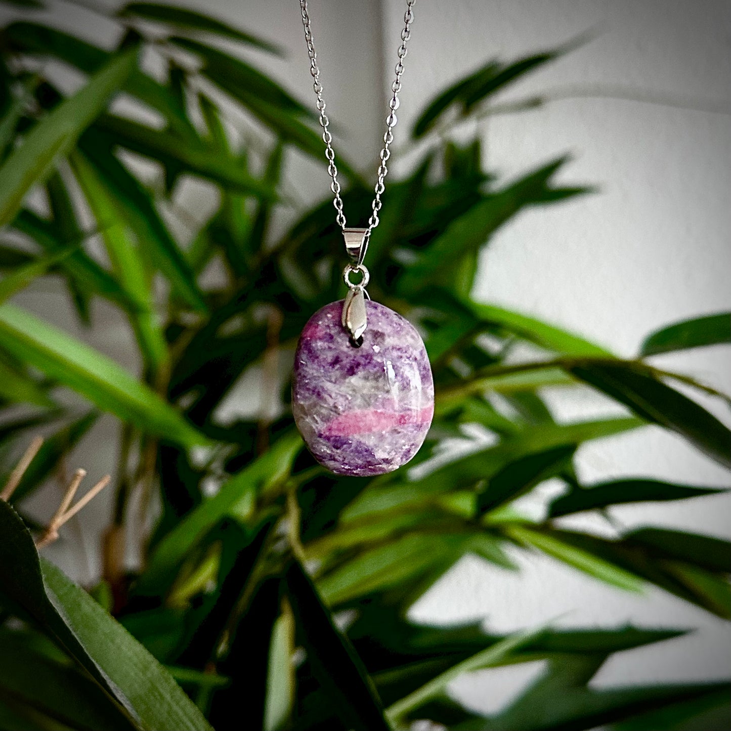 Lepidoliet kettinghangers - zilver