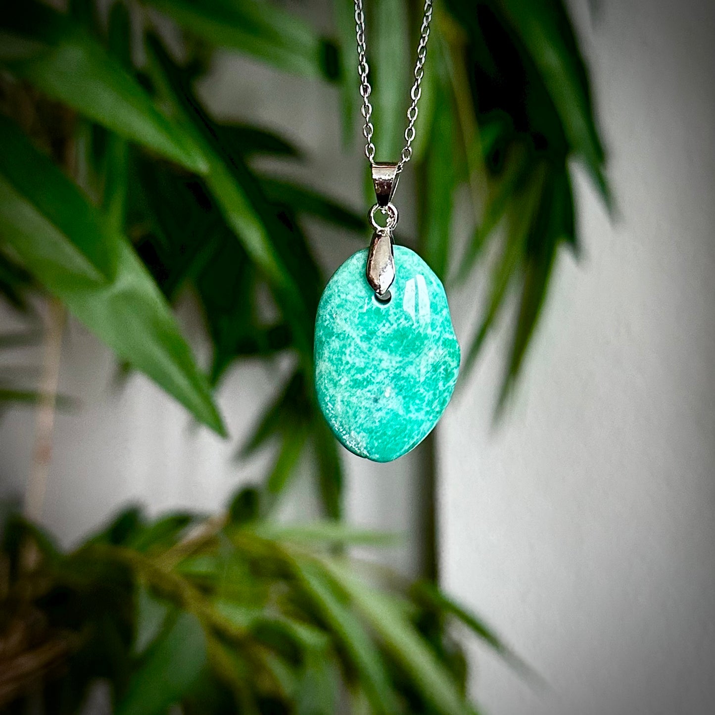 Amazoniet kettinghangers - zilver