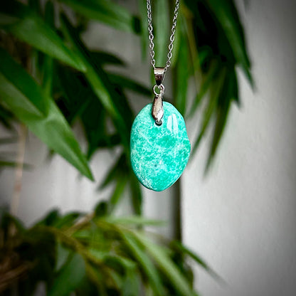 Amazoniet kettinghangers - zilver