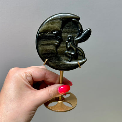 Goud obsidiaan elf op maan