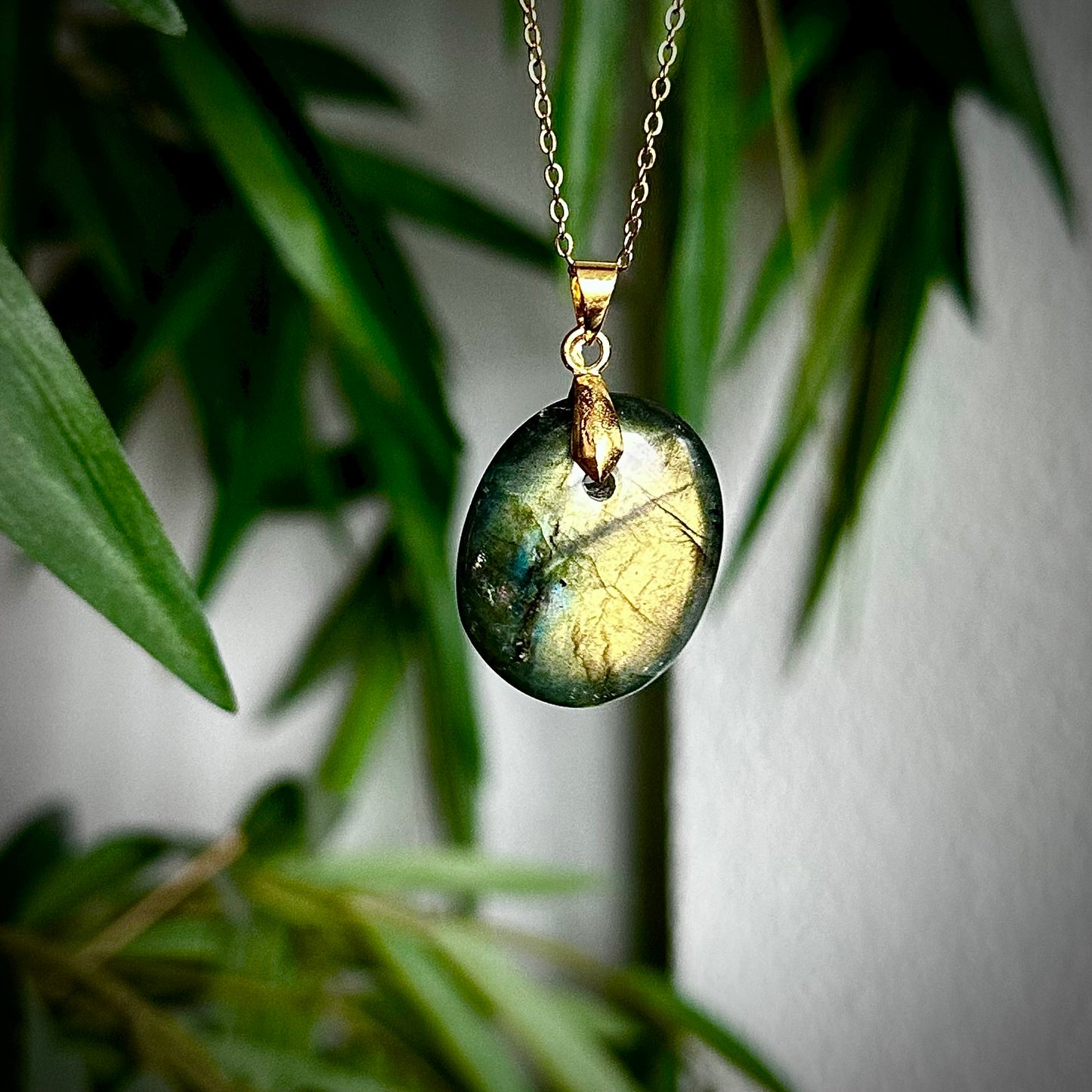 Labradoriet kettinghangers - goud