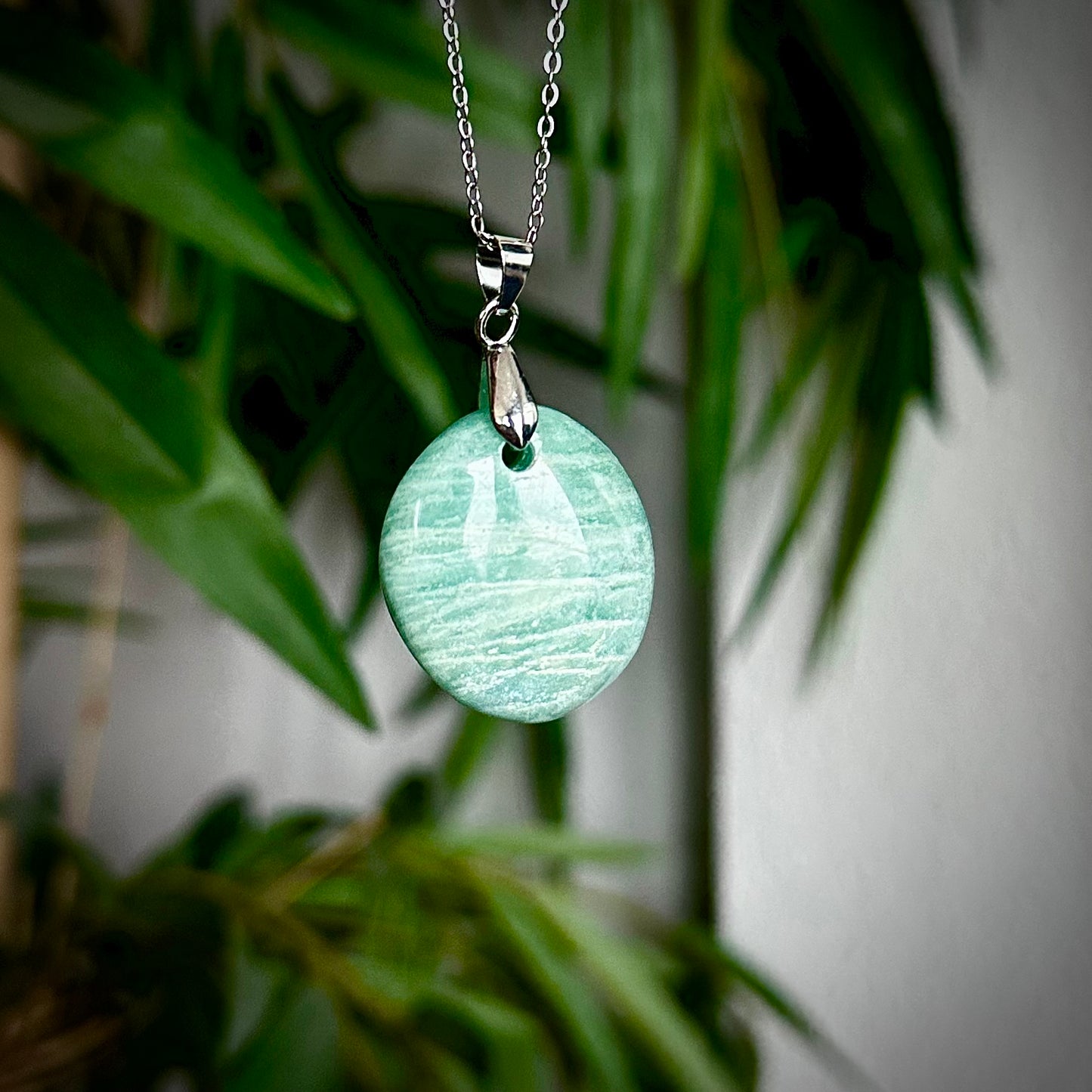 Amazoniet kettinghangers - zilver