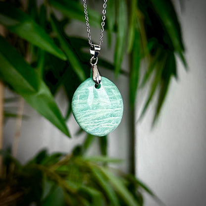 Amazoniet kettinghangers - zilver