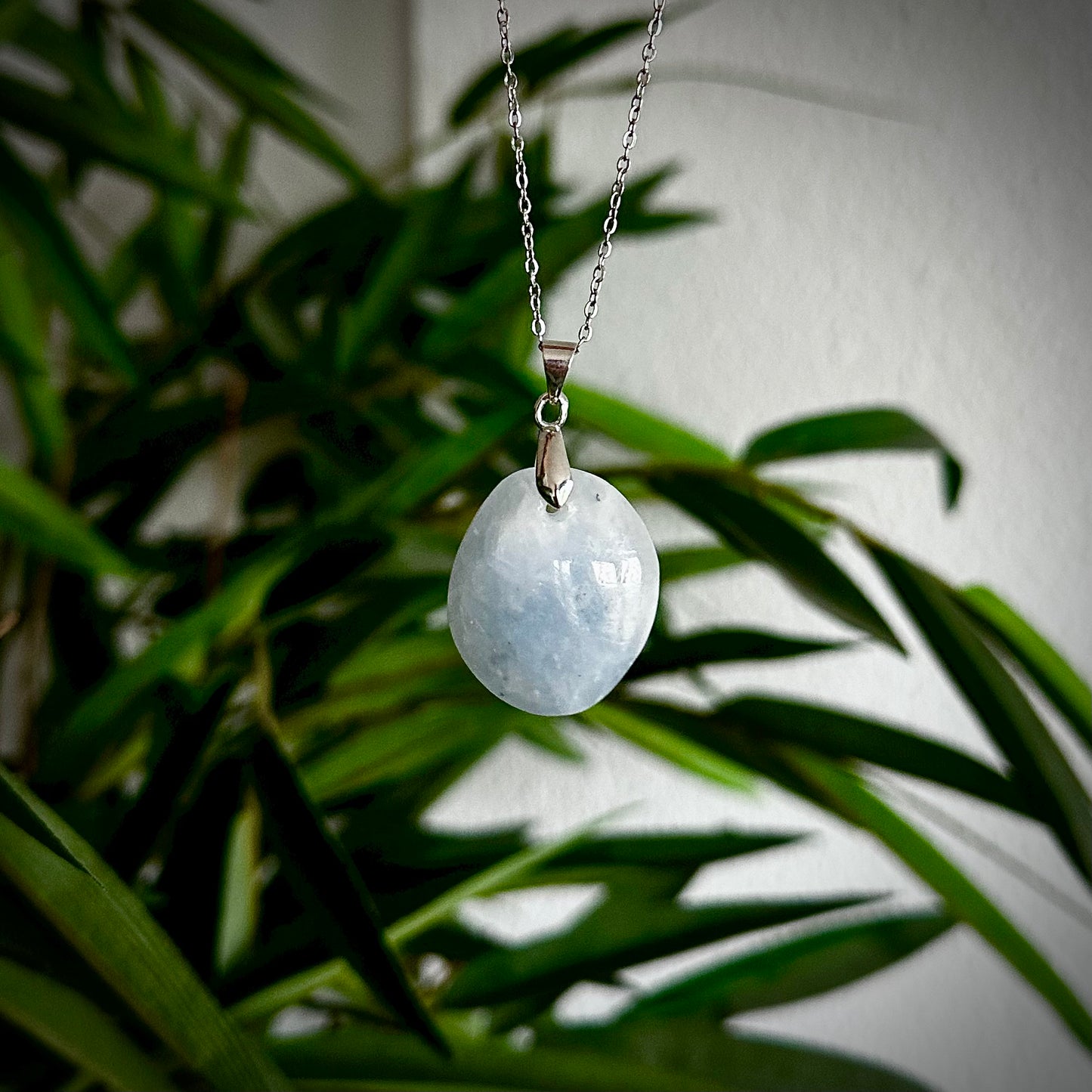 Blauwe calciet kettinghangers - zilver