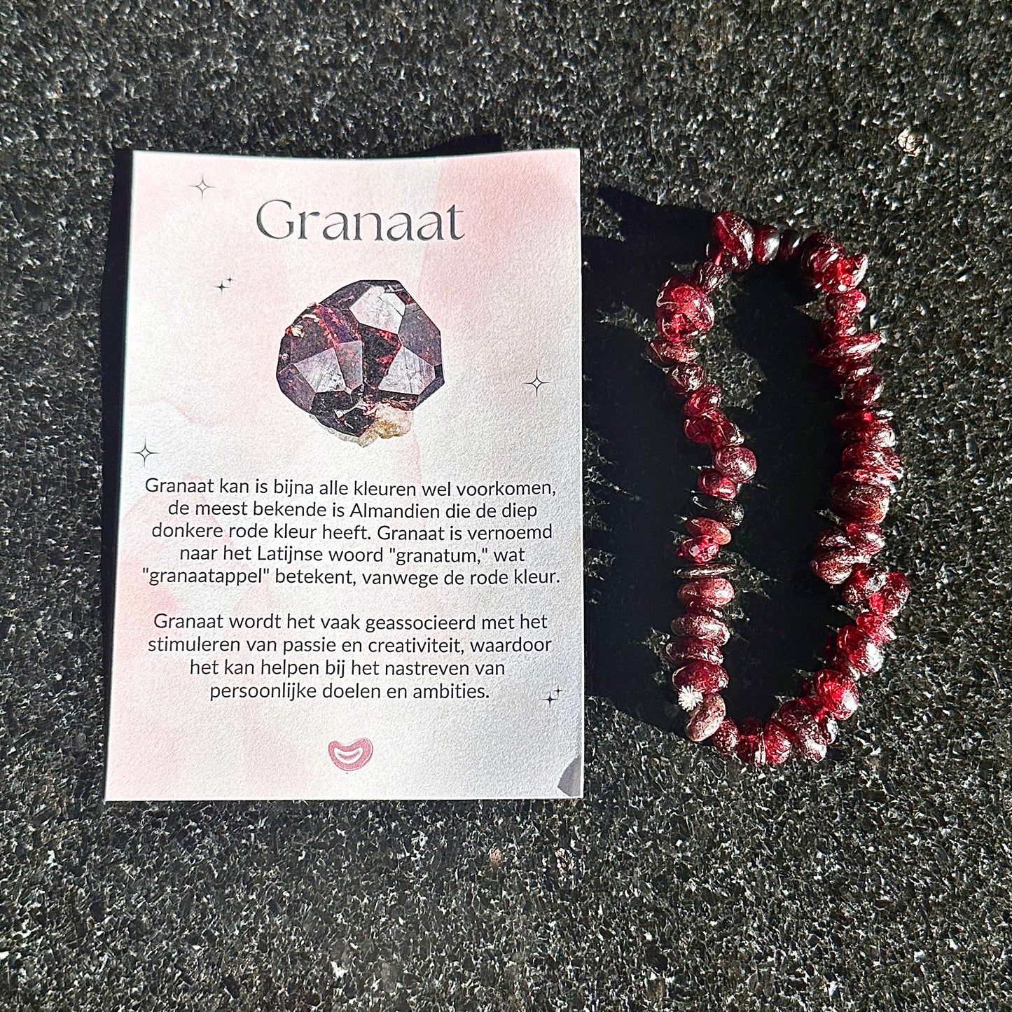 Granaat chip armband in cadeauzakje