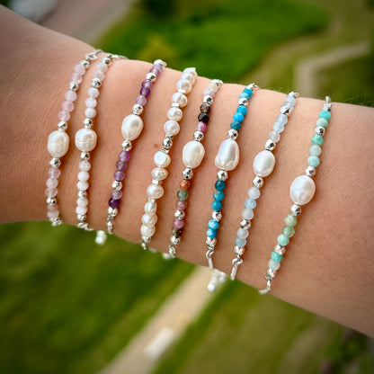 Armband brass/palladium plated met parel