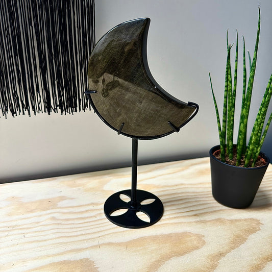 Gouden obsidiaan maan op standaard #3