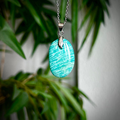 Amazoniet kettinghangers - zilver