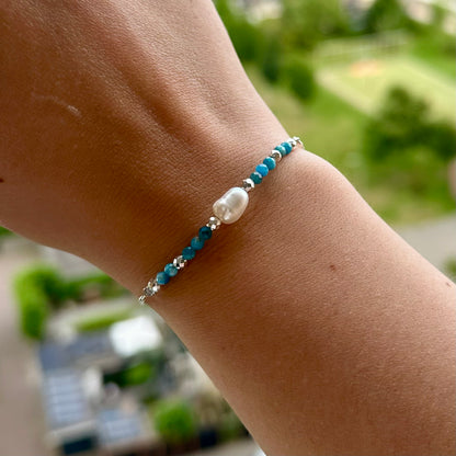 Armband brass/palladium plated met parel