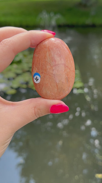 Perzik maansteen handsteen #34