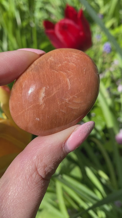 Perzik maansteen handsteen #458